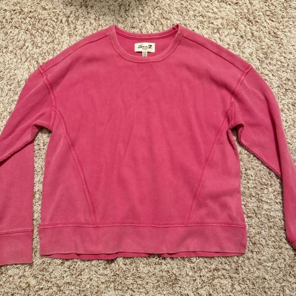 Seven7 Ribbed Long Sleeve Size S Vibrant Pink (Bin 3)
